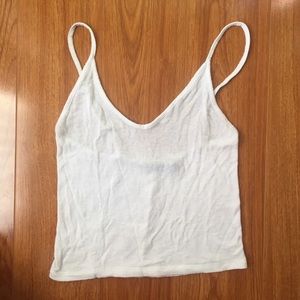 Brandy Melville White V Neck Crop Tank Top